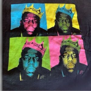 Black Graphic Crop Top T-Shirt with Colorful Biggie Smalls Print Size Large